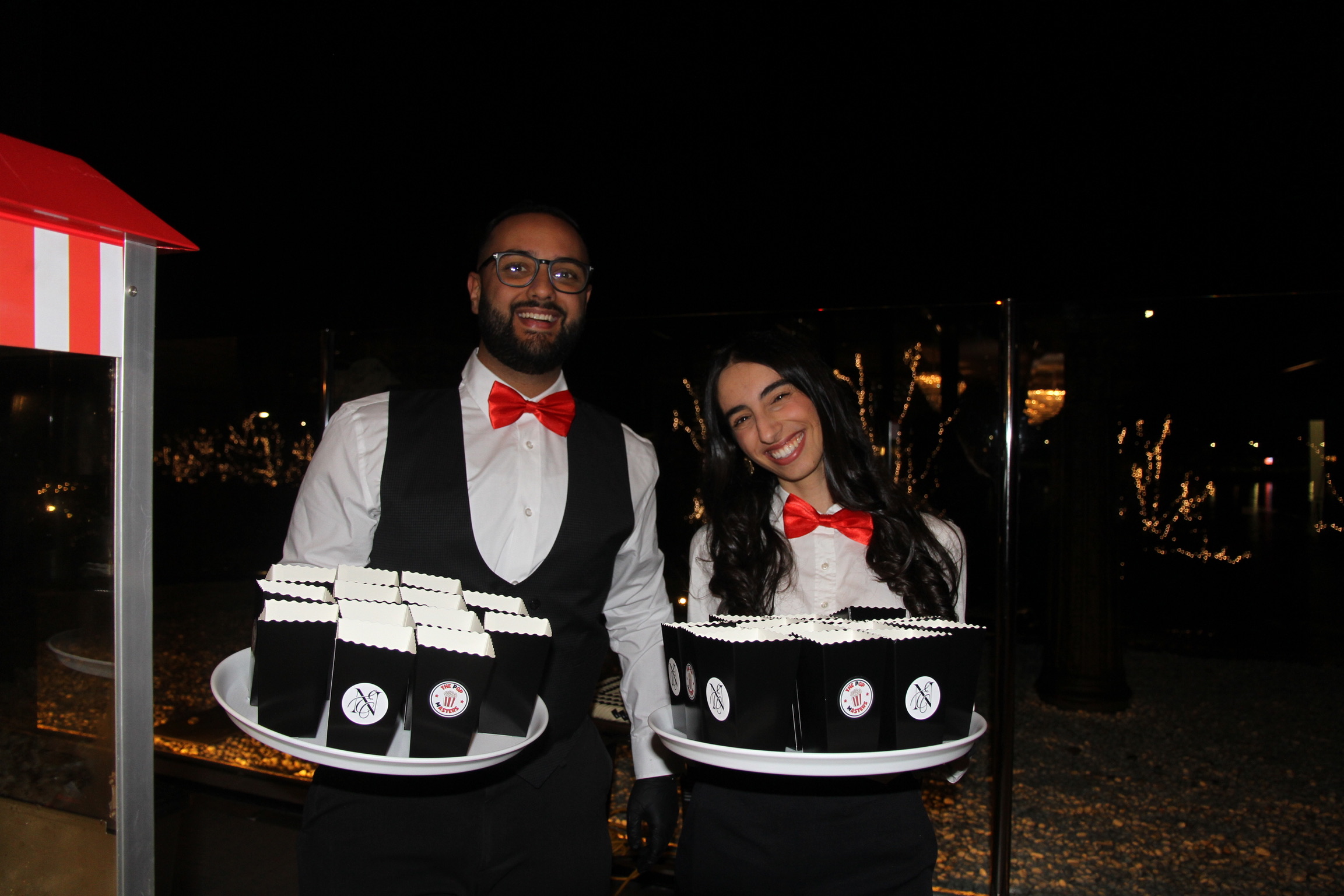 The Pop Masters team serving personalised popcorn at an event
